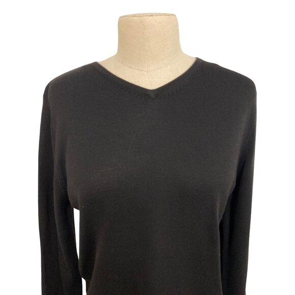 Vintage Pierre Cardin Black V-Neck Sweater Medium Acrylic Cotton Long Sleeve - Picture 4 of 8